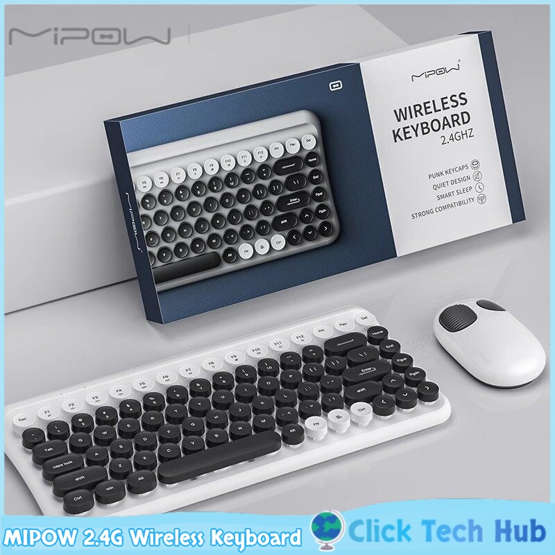 Retro Gaming Mini Pc - MIPOW 2.4G Wireless Keyboard Retro Round